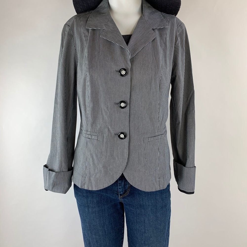 Talbots Pinstripe Unlined Stretch Blazer Size 10